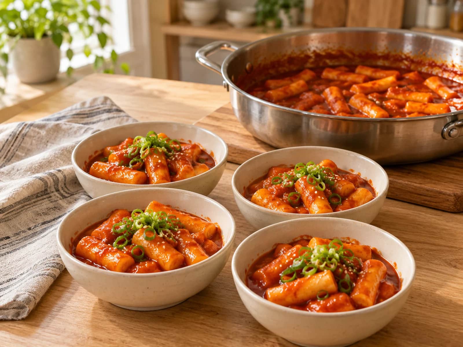 Imagen de Tteokbokki coreano: pastelitos de arroz en salsa picante